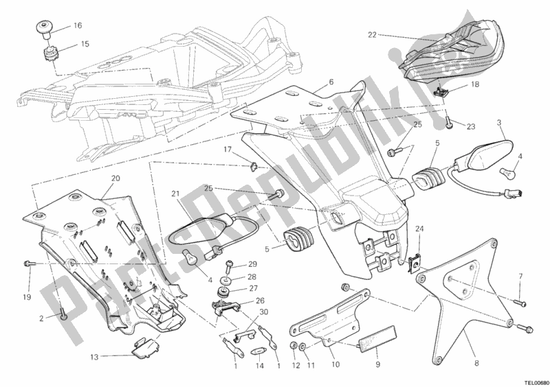 Toutes les pièces pour le Support De Plaque D'immatriculation - Feu Arrière du Ducati Multistrada 1200 ABS 2011